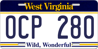 WV license plate OCP280