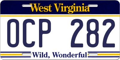 WV license plate OCP282