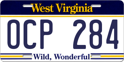 WV license plate OCP284