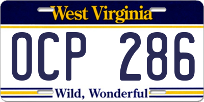 WV license plate OCP286