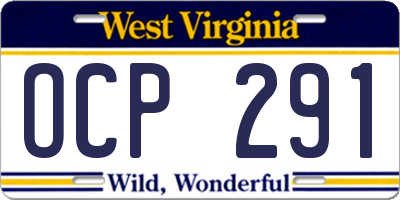 WV license plate OCP291