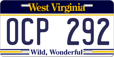 WV license plate OCP292