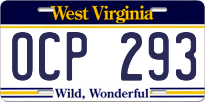WV license plate OCP293