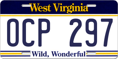 WV license plate OCP297