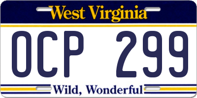 WV license plate OCP299