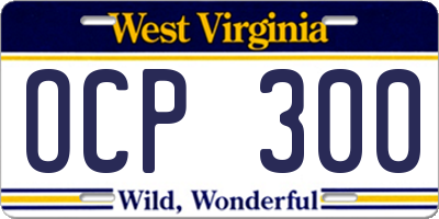 WV license plate OCP300