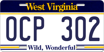 WV license plate OCP302