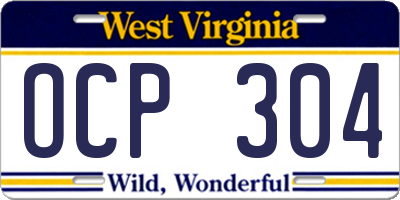 WV license plate OCP304