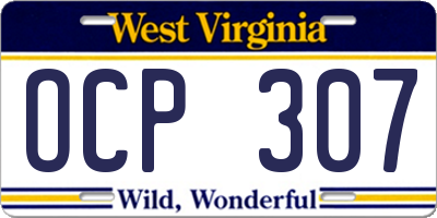 WV license plate OCP307