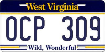 WV license plate OCP309