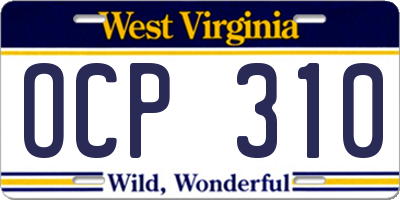 WV license plate OCP310