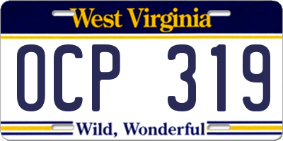 WV license plate OCP319