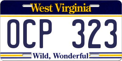 WV license plate OCP323