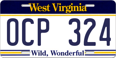 WV license plate OCP324