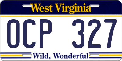 WV license plate OCP327