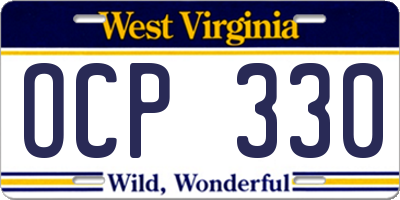 WV license plate OCP330