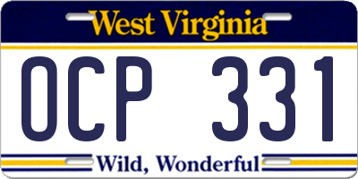 WV license plate OCP331