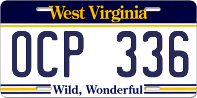 WV license plate OCP336