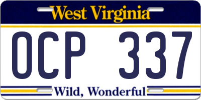 WV license plate OCP337