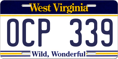 WV license plate OCP339