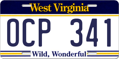 WV license plate OCP341