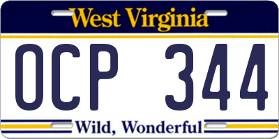 WV license plate OCP344