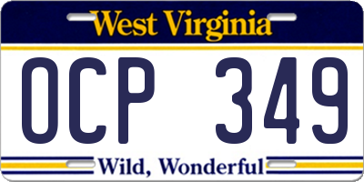 WV license plate OCP349