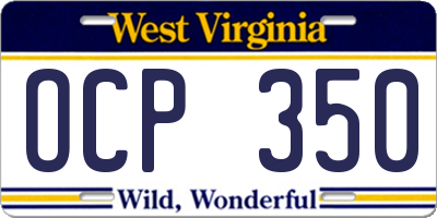 WV license plate OCP350