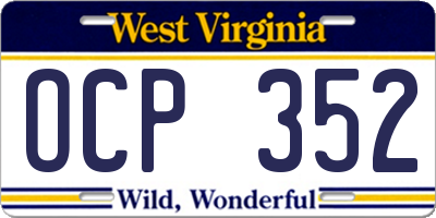 WV license plate OCP352