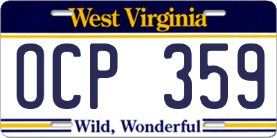 WV license plate OCP359