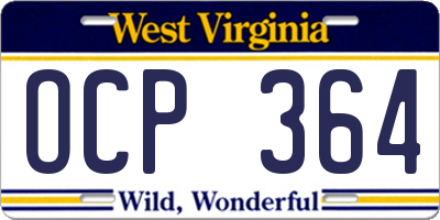 WV license plate OCP364