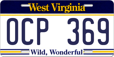 WV license plate OCP369