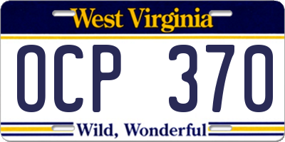 WV license plate OCP370
