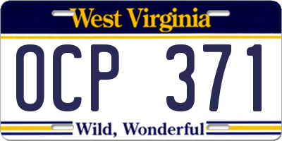 WV license plate OCP371