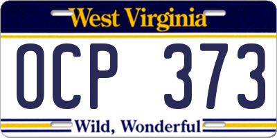 WV license plate OCP373