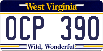 WV license plate OCP390