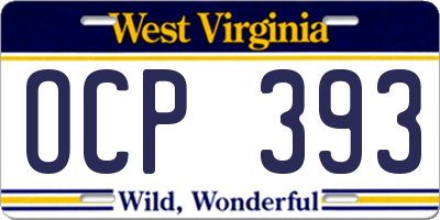 WV license plate OCP393