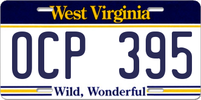 WV license plate OCP395