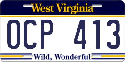 WV license plate OCP413