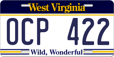 WV license plate OCP422