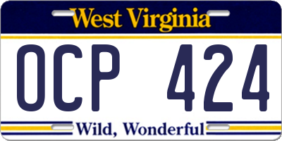 WV license plate OCP424