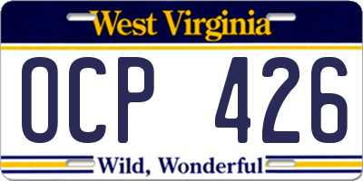 WV license plate OCP426