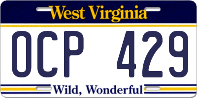 WV license plate OCP429