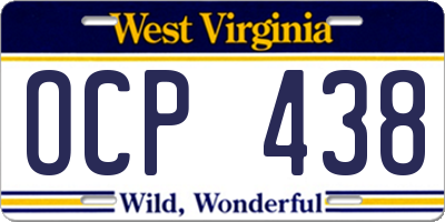 WV license plate OCP438