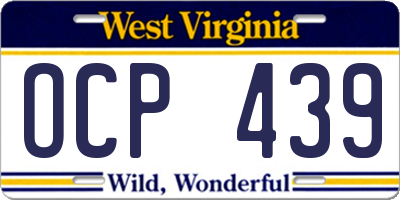 WV license plate OCP439