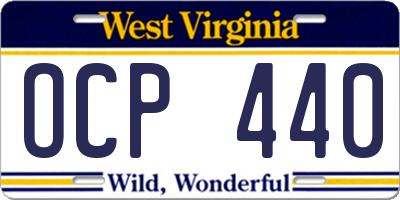 WV license plate OCP440