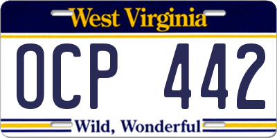 WV license plate OCP442