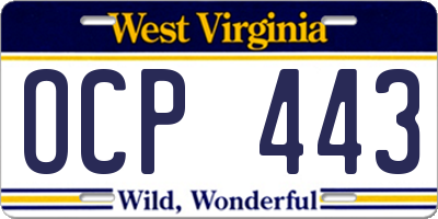 WV license plate OCP443