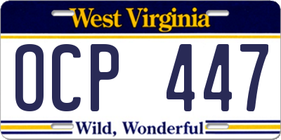 WV license plate OCP447