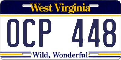 WV license plate OCP448
